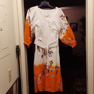 by ANTHROPOLOGIE FLORAL EMBROIDERED OBI DRESS NEW